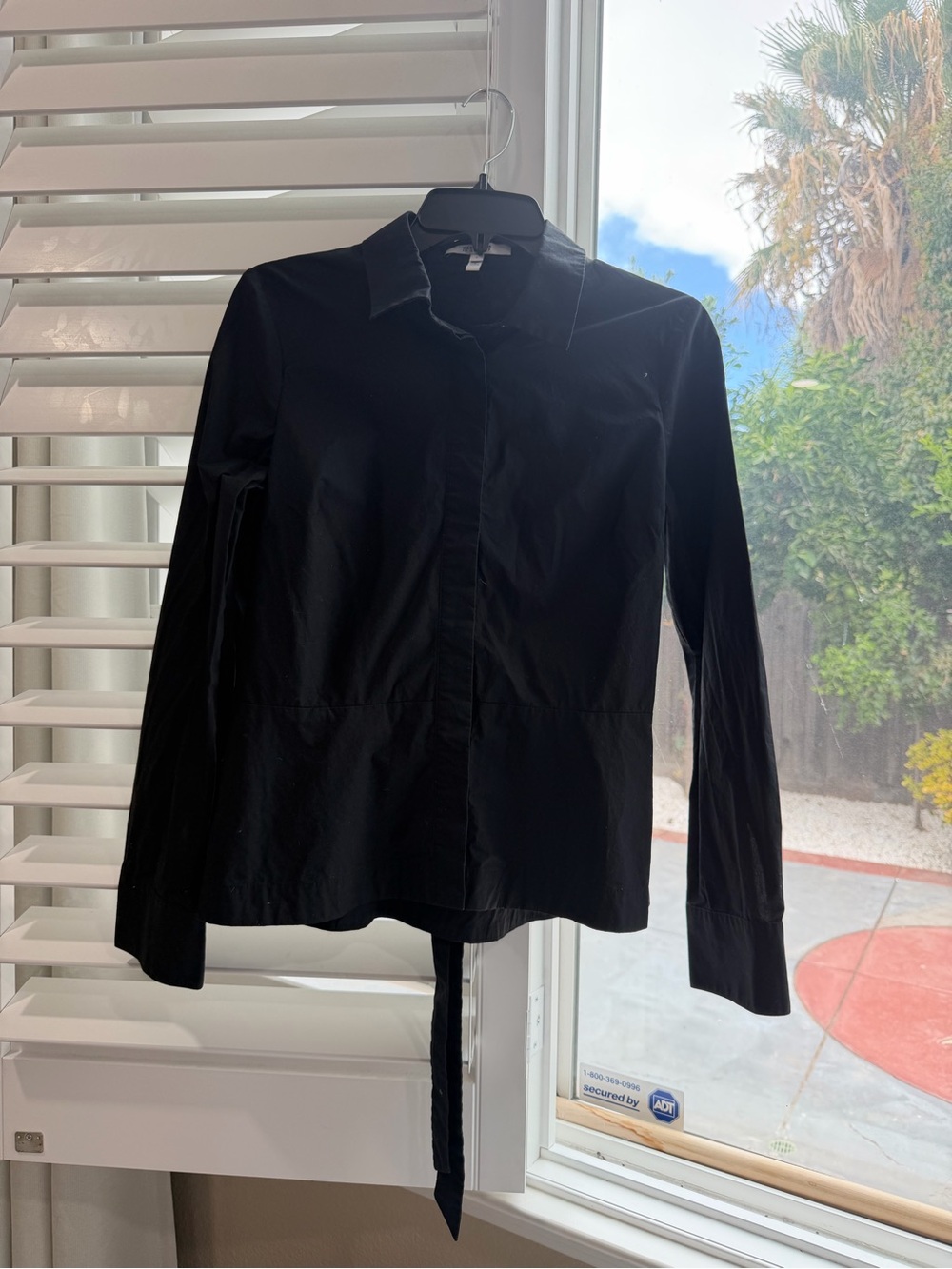 Derek Lam 10 Crosby Black Lace-Up Back Cotton Shirt Size 6